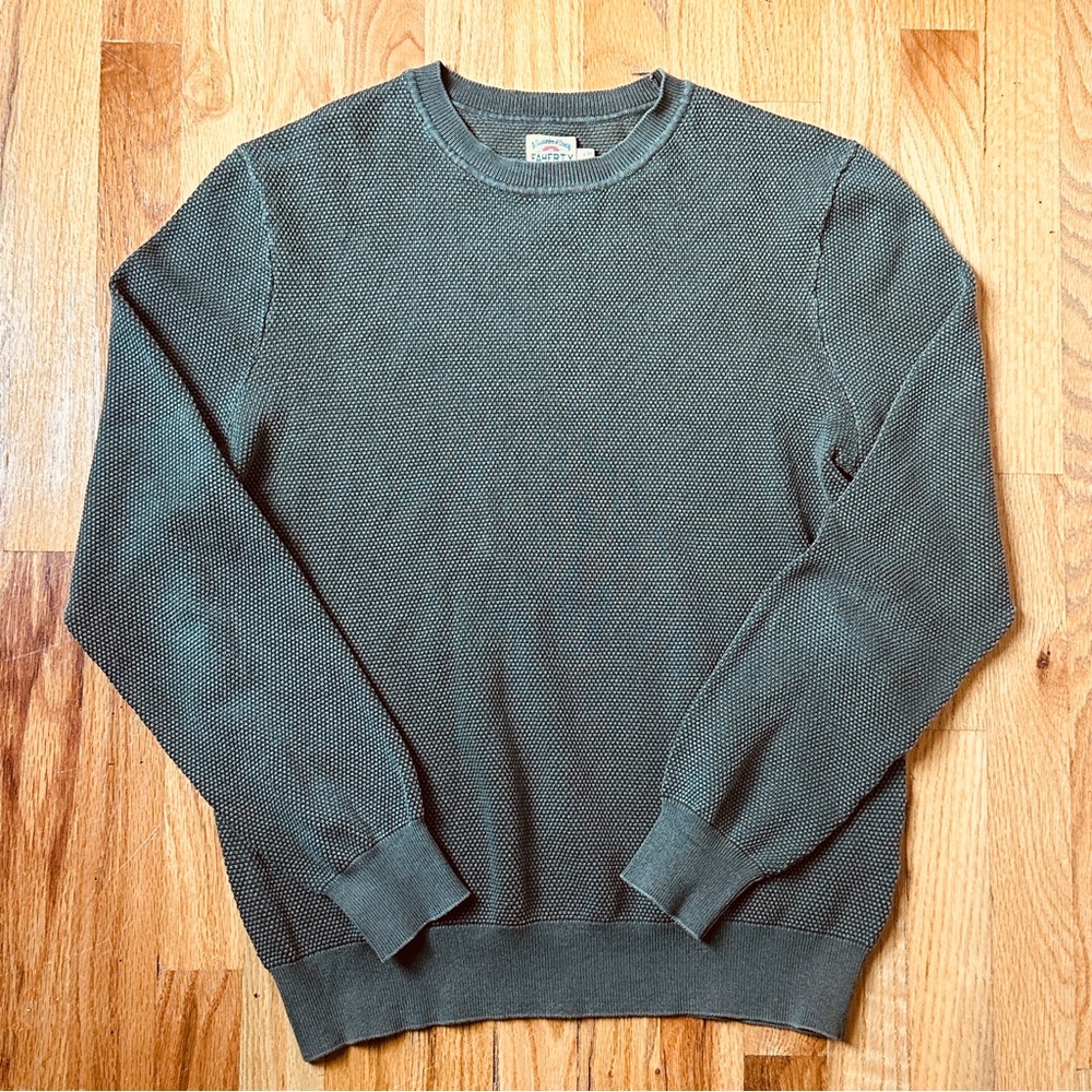 Faherty Men’s Large Olive Cotton Cashmere blend Sunwashed Crewneck Sweater